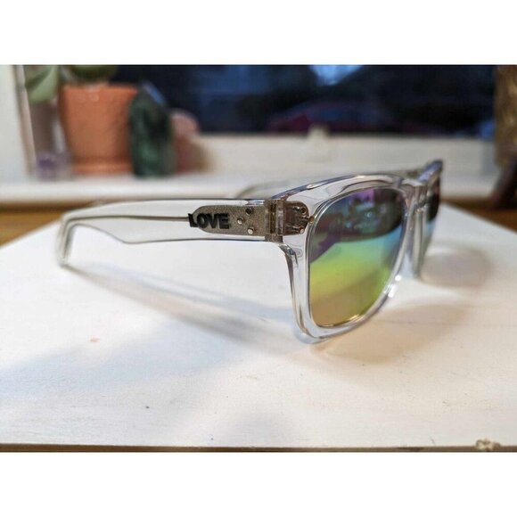 Love is Love Transparent Square Frame Rainbow Lens Sunglasses - Picture 1 of 10